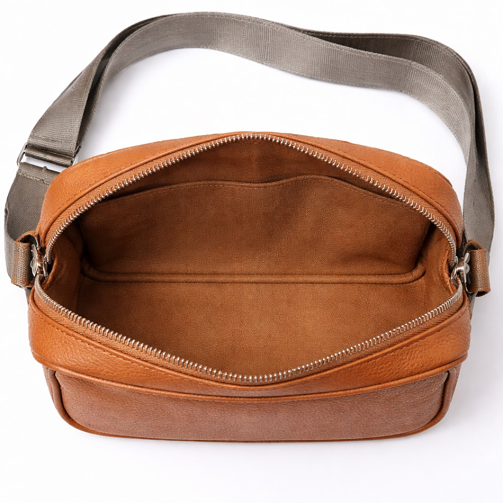 Brown Embossed  Crossbody  Sling Bag with Adjustable Strap