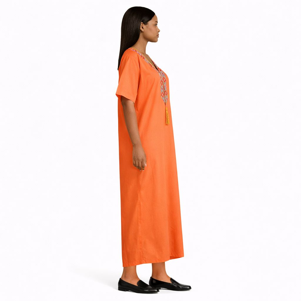 Elegant Womens Orange Kaftan Dress