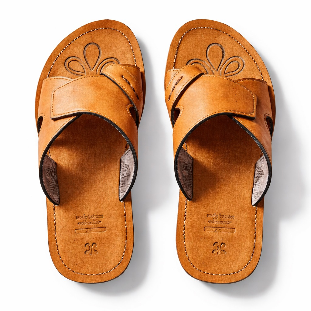 Mens Brown Leather Sandal   Cross Strap Design
