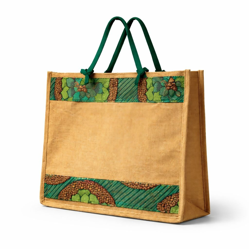 Quality Jute Tote Bag with African  Natural Print