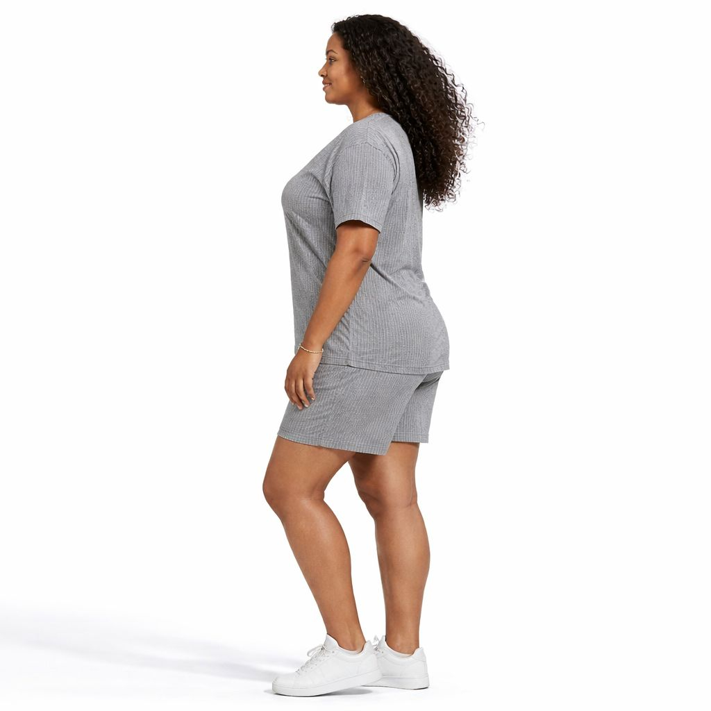 Grey Pinstripe Two Piece Shorts Set