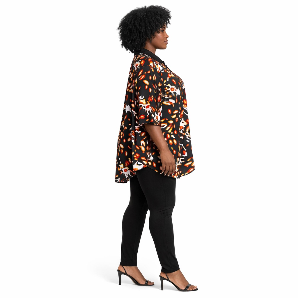 Women Plus Size Printed Kaftan Top and Leggings Set