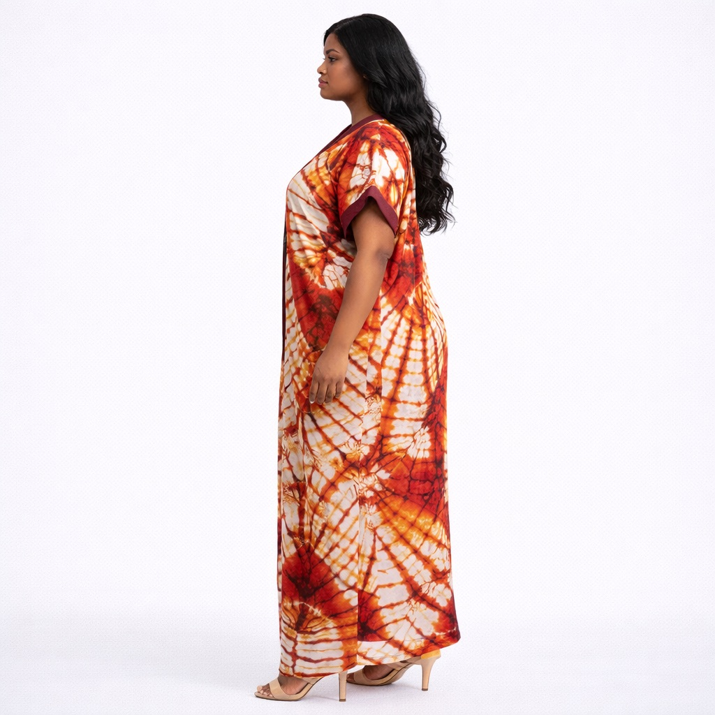Women Tie Dye Kaftan Maxi Dress