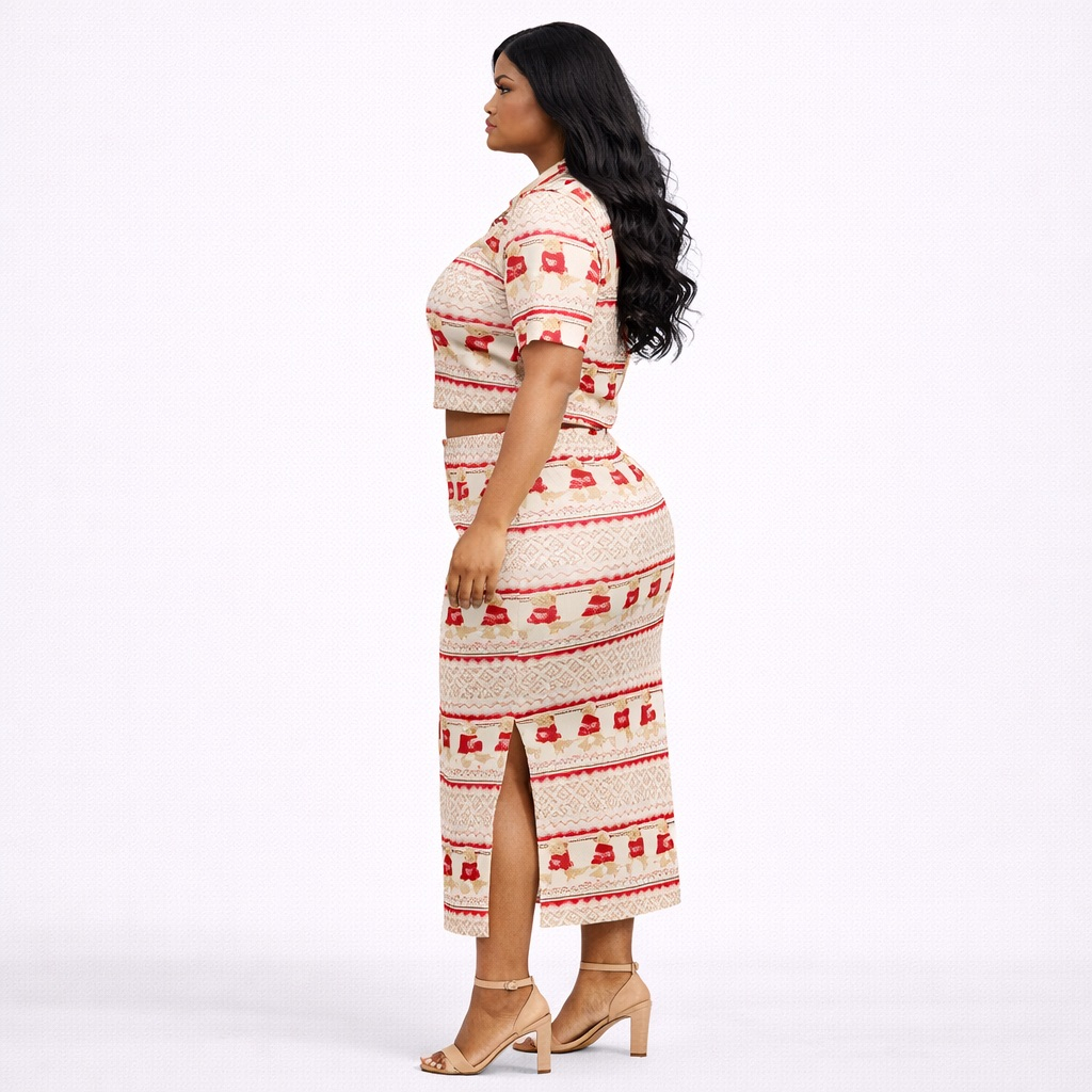 Womens Printed Two Piece Skirt Set