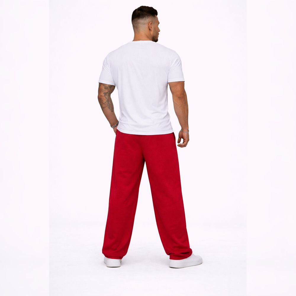 Red Casual Sweatpants with White Graphic Design
