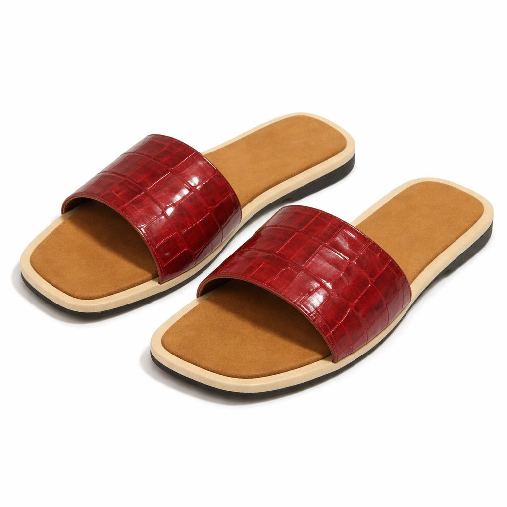 Textured Slip On Flat Sandals