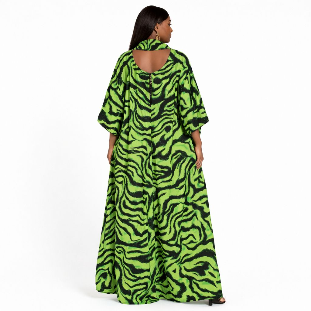 Neon Swirl Statement Kaftan Gown
