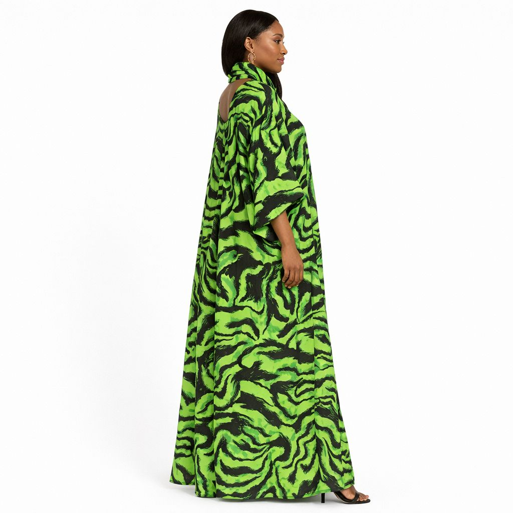 Neon Swirl Statement Kaftan Gown