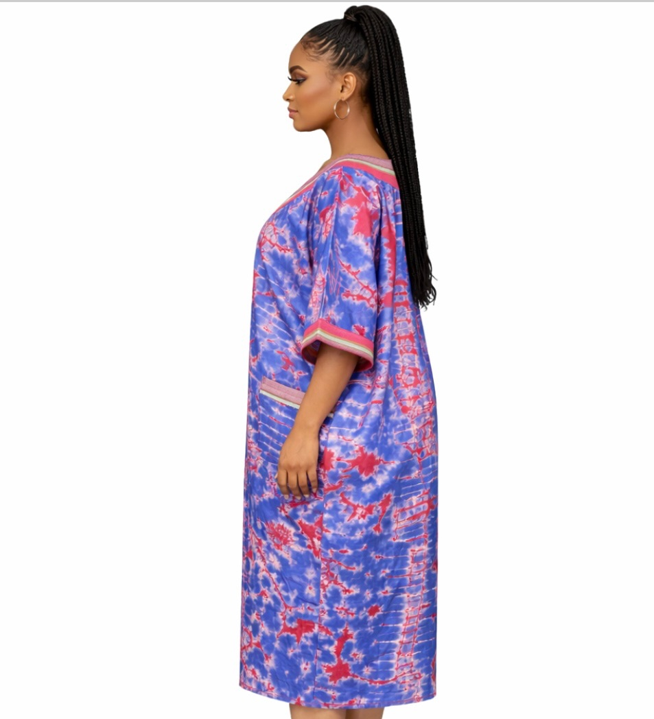 Quality Royal Indigo Tie Dye Kaftan Dress