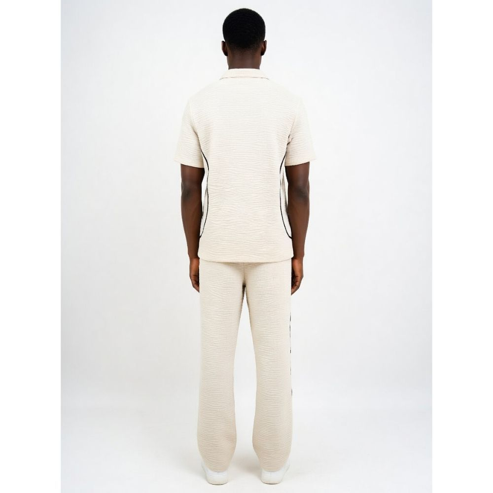 Mens Premium Textured Zip Polo & Relaxed Fit Trouser Set