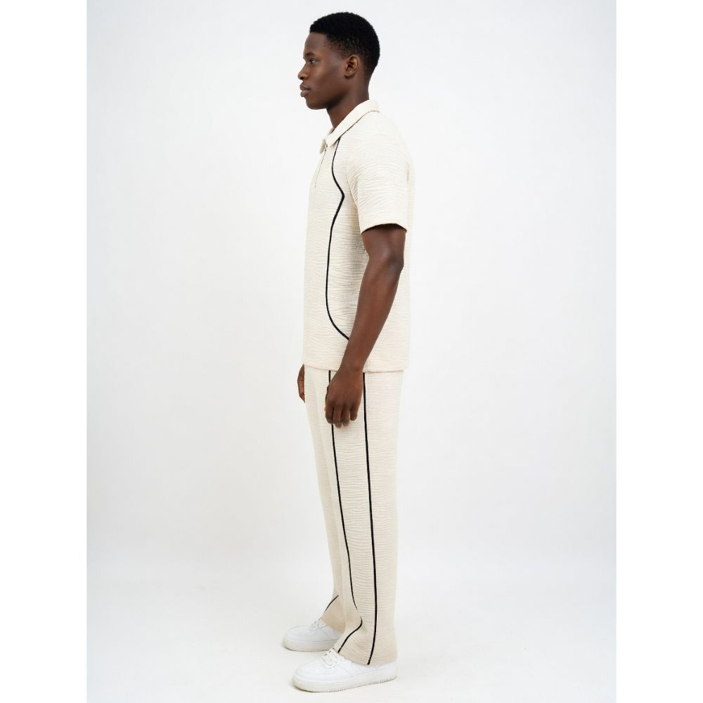 Mens Premium Textured Zip Polo & Relaxed Fit Trouser Set