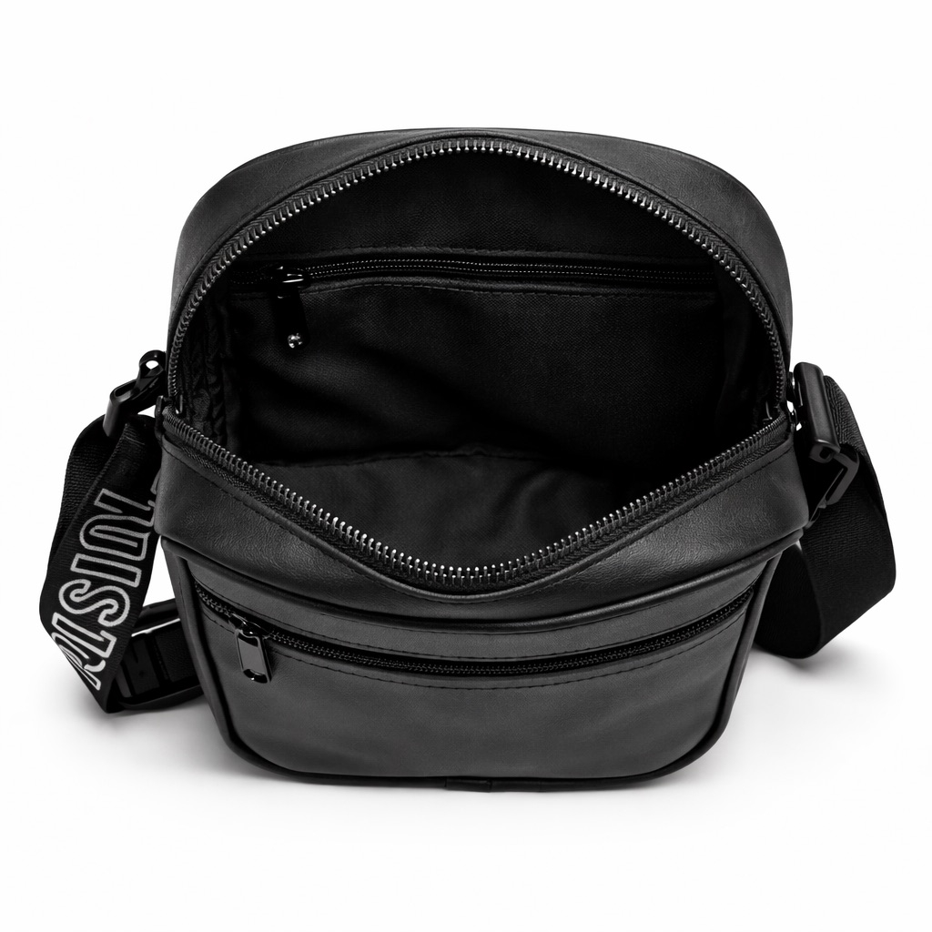 Black Minimal Compact Crossbody Bag with  Adjustable Strap