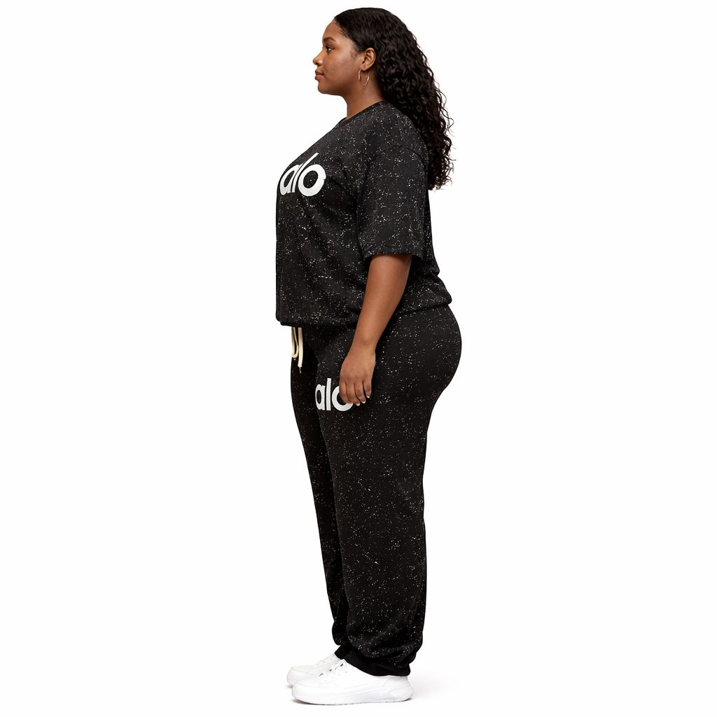 Alo Graphic Two Piece Set Black Casual Women Outfit