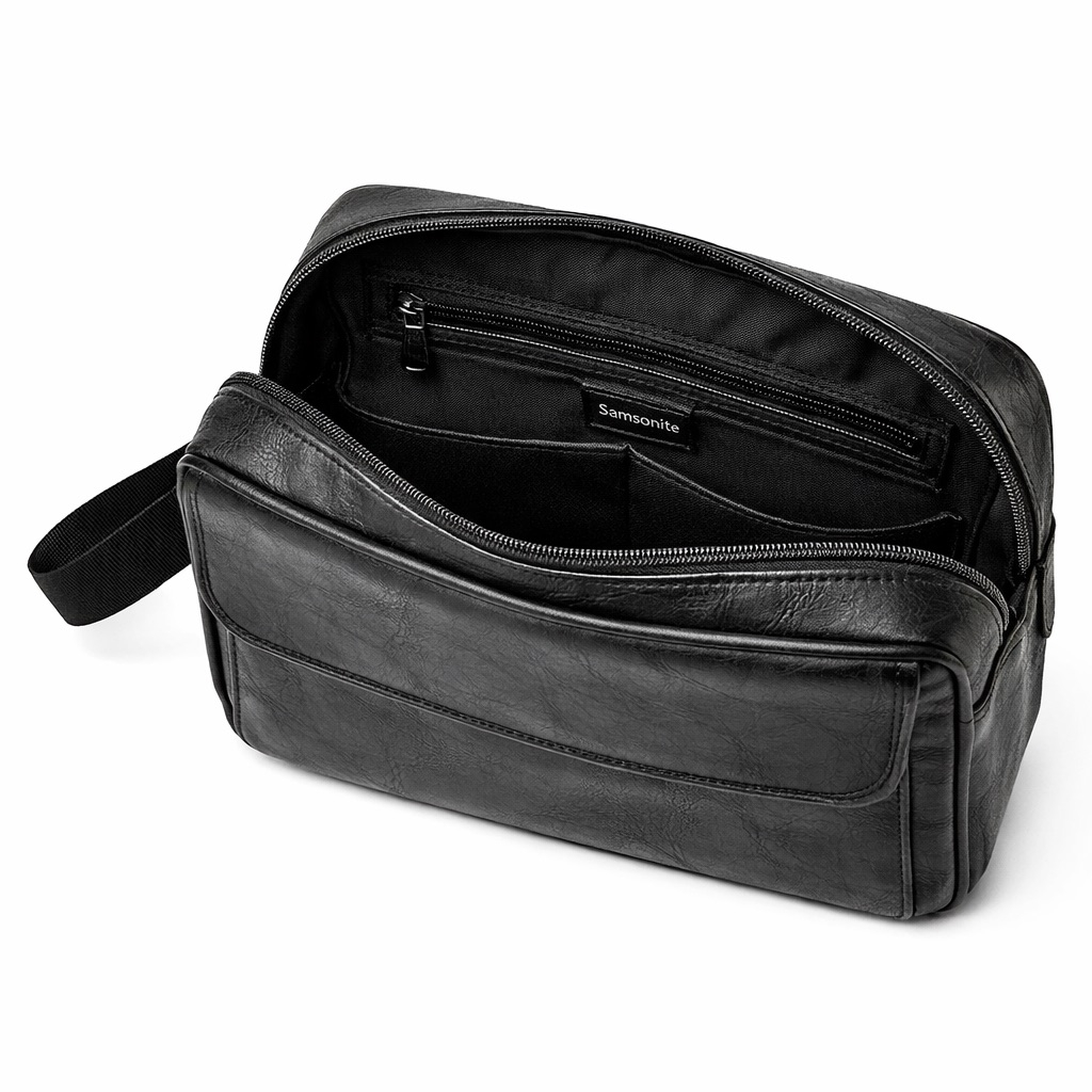 Black Classic Leather Travel Pouch