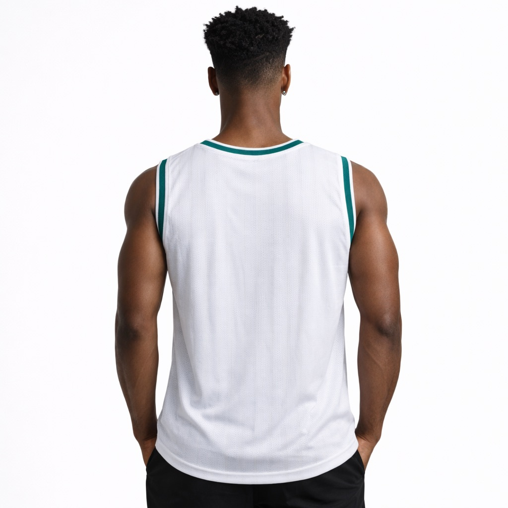 Mens White Sleeveless Sports Mesh Jersey