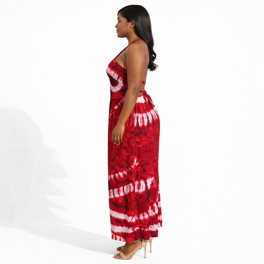 Womens Smocked Halter Maxi Dress