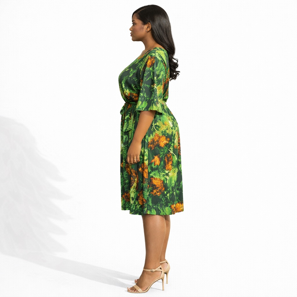 Womens Green and Brown Marble Print Two Piece Lounge Se