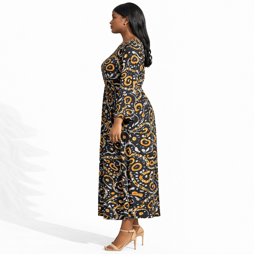 Womens Abstract Print Drawstring Waist Dress
