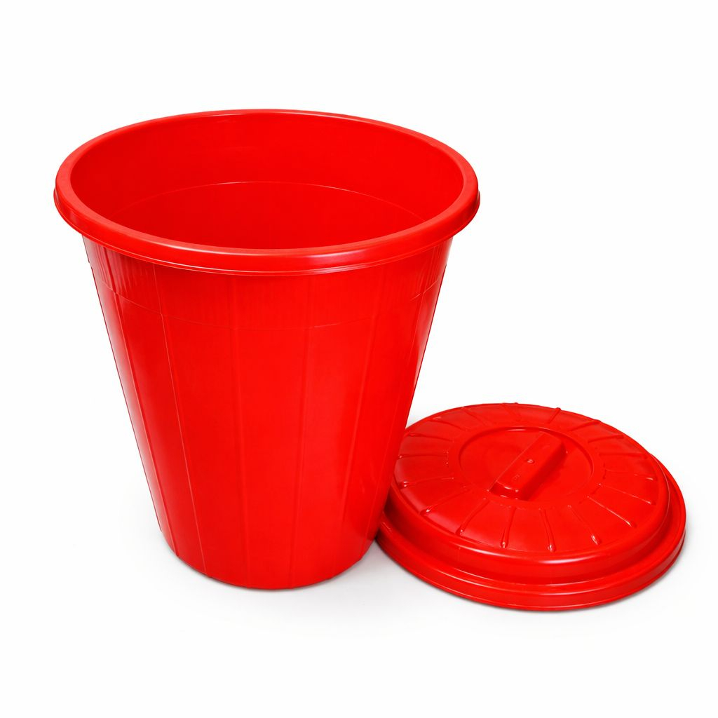 Heavy Duty Red Plastic Bucket with Lid