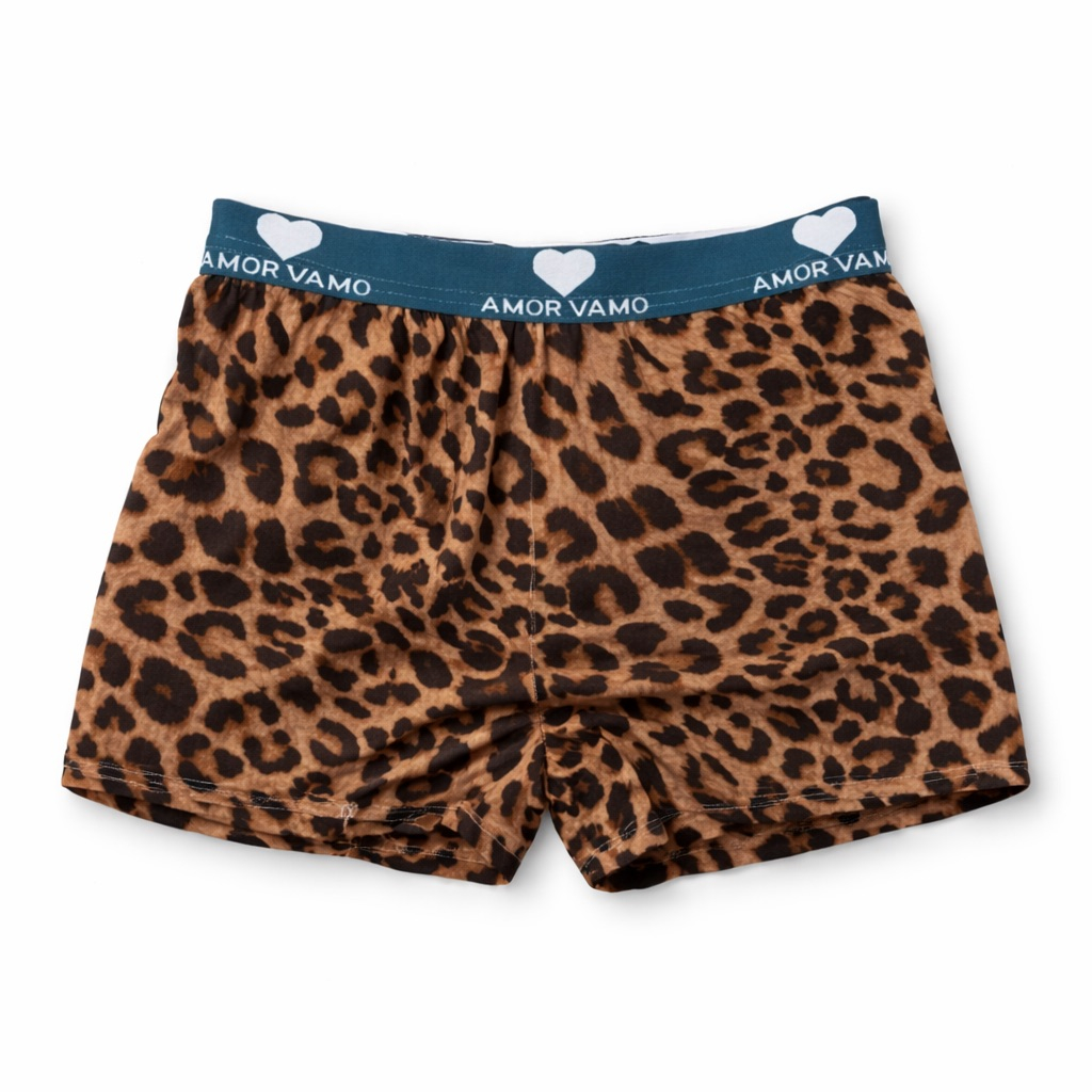 Leopard Print Boxer Shorts with Elastic Waistband