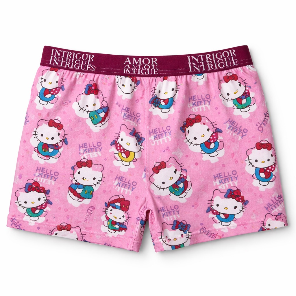 Hello Kitty Print Boxer Shorts with Elastic Waistband