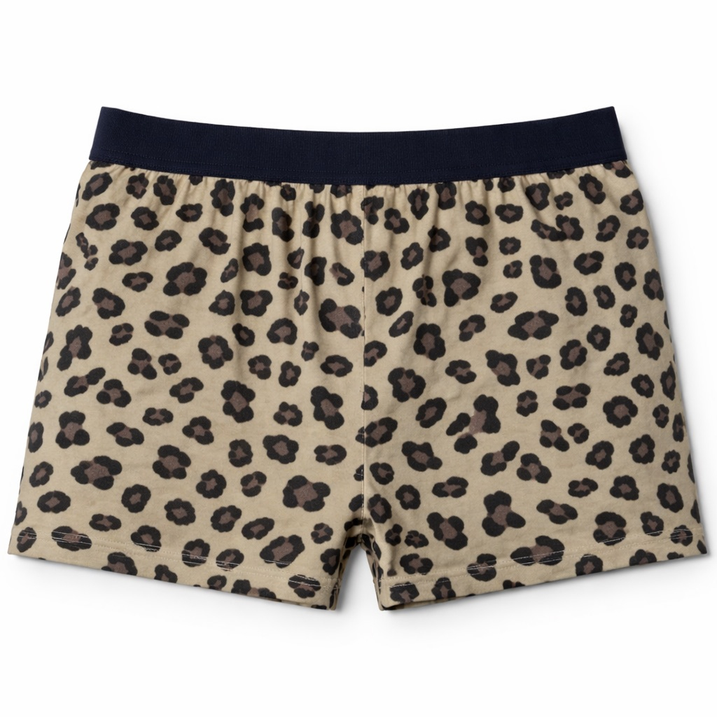 Leopard Print brown Boxer Shorts with Elastic Waistband