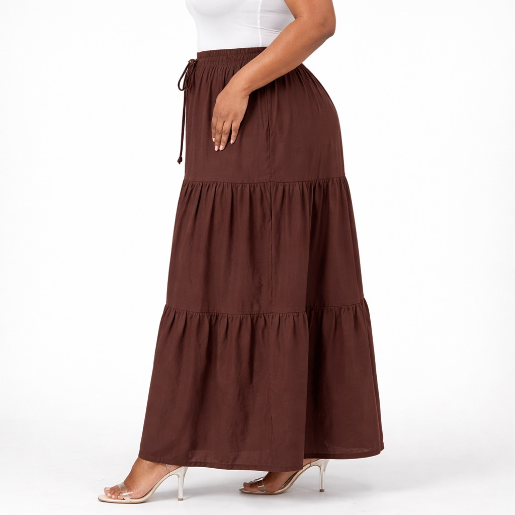 Tiered Maxi Skirt with Drawstring Waist