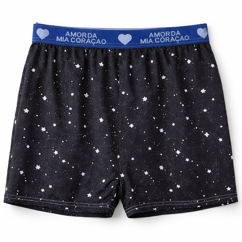 Starry Night Print Boxer Shorts with Elastic Waistband