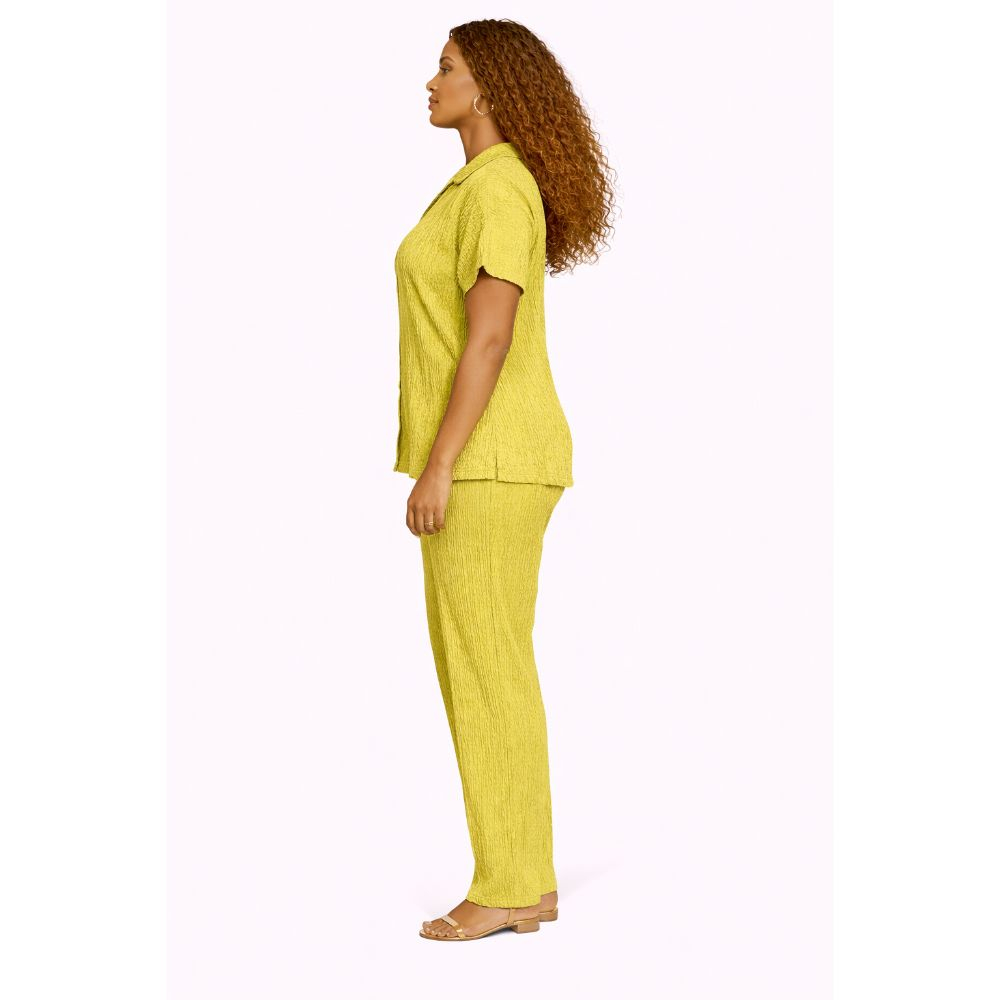 Olive Pleated Two Piece Lounge Set