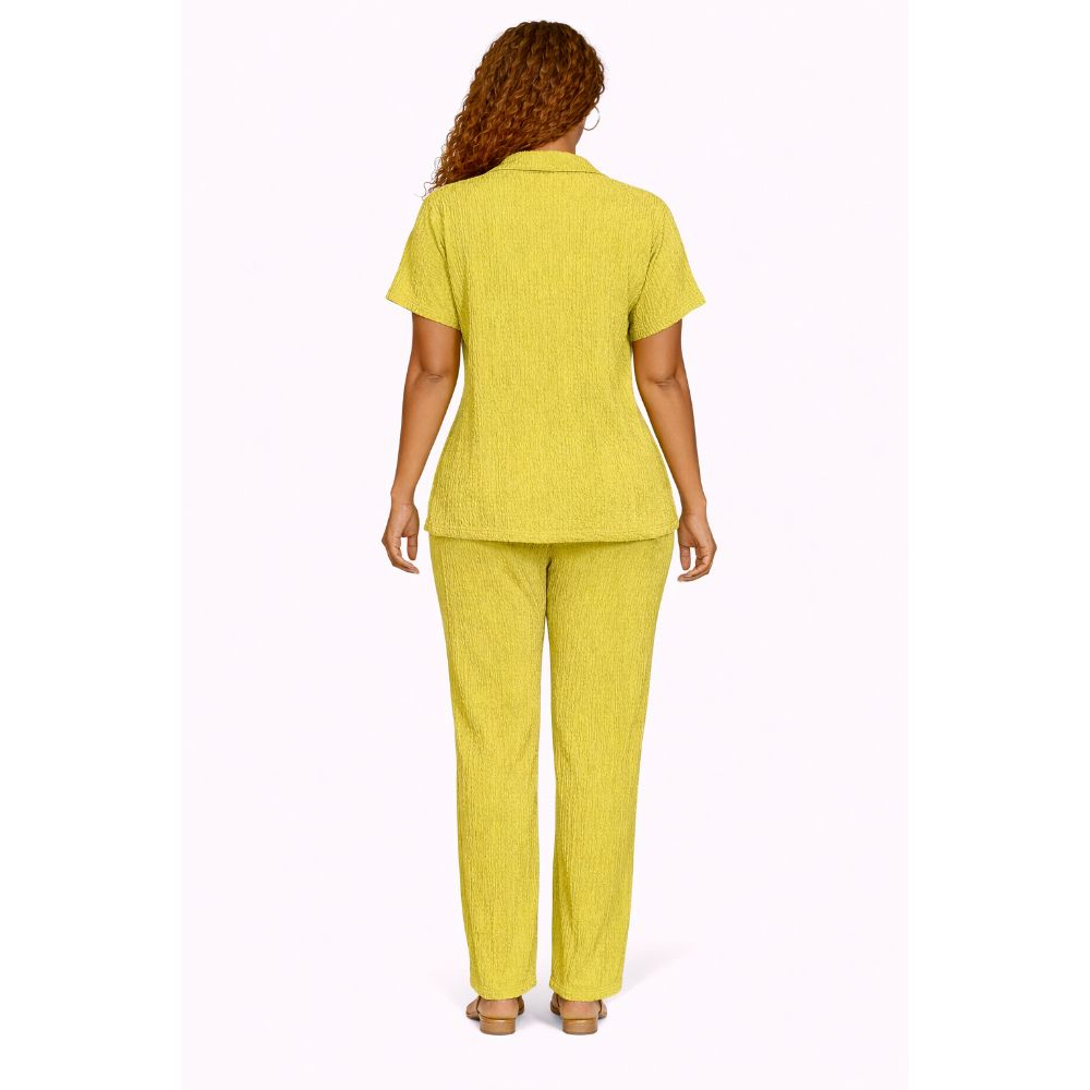Olive Pleated Two Piece Lounge Set