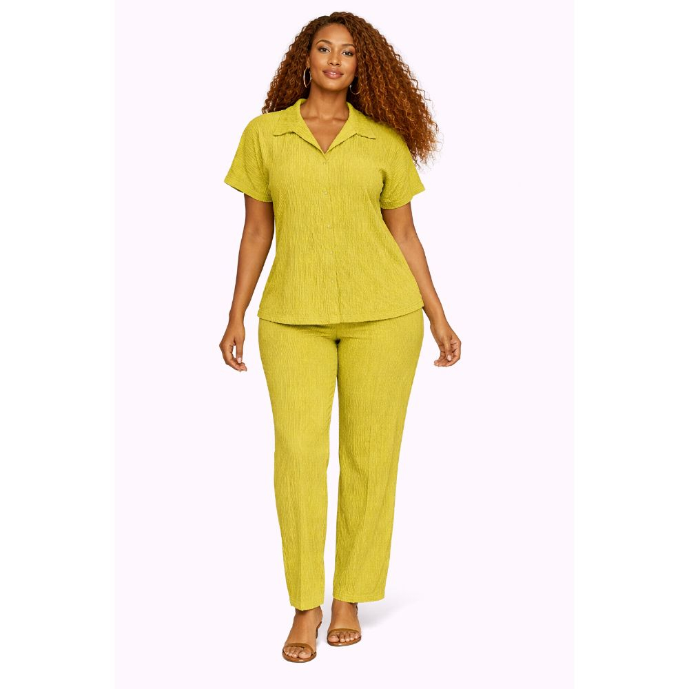 Olive Pleated Two Piece Lounge Set