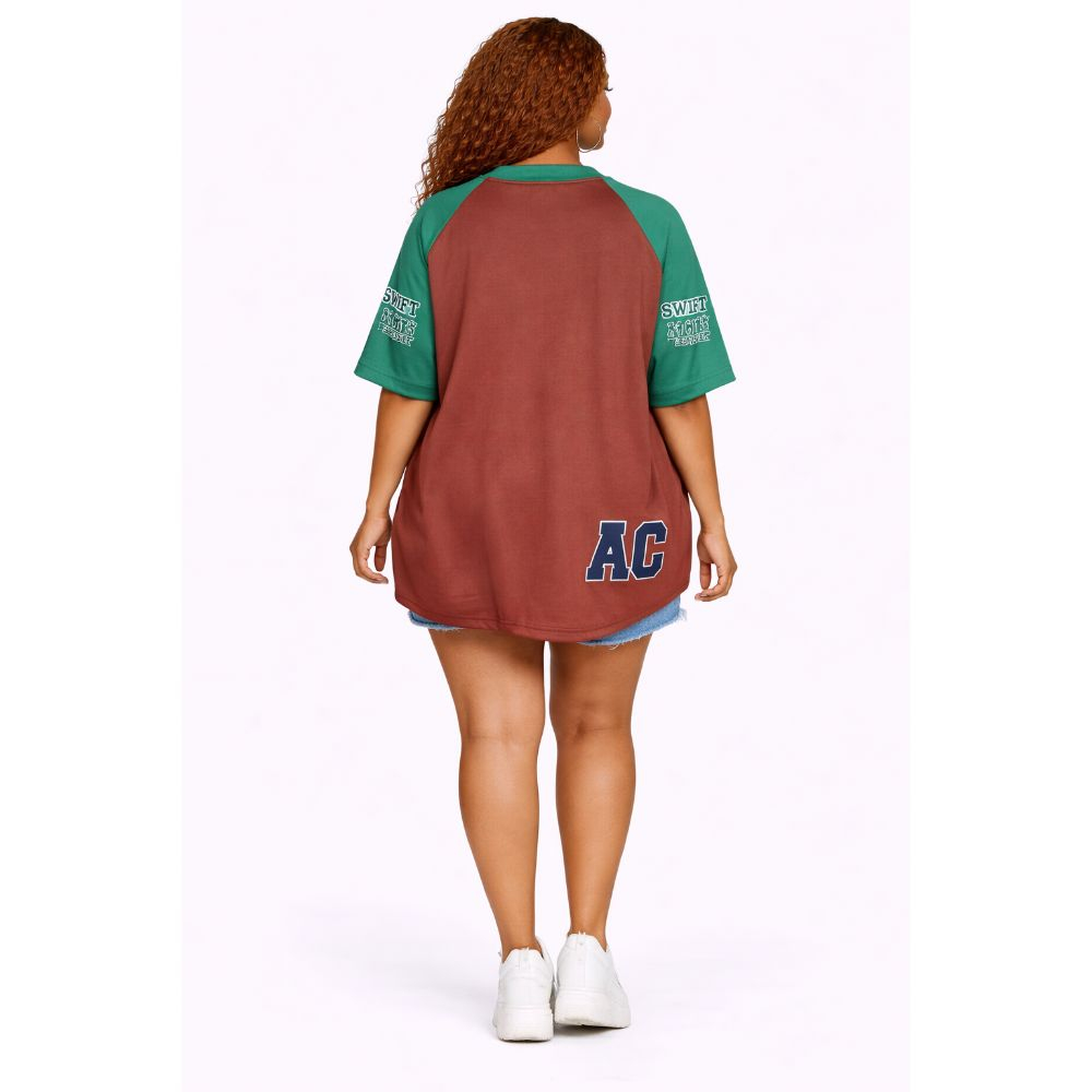 Brown And Green Graphic Print T Shirt