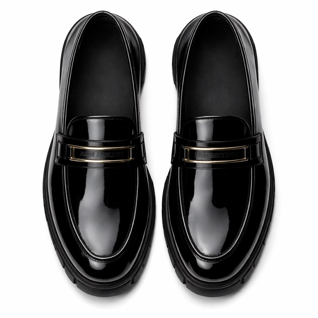 Mens Premium Black Patent Loafers