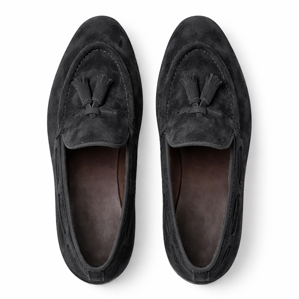 Classic Suede Tassel Loafers     Black