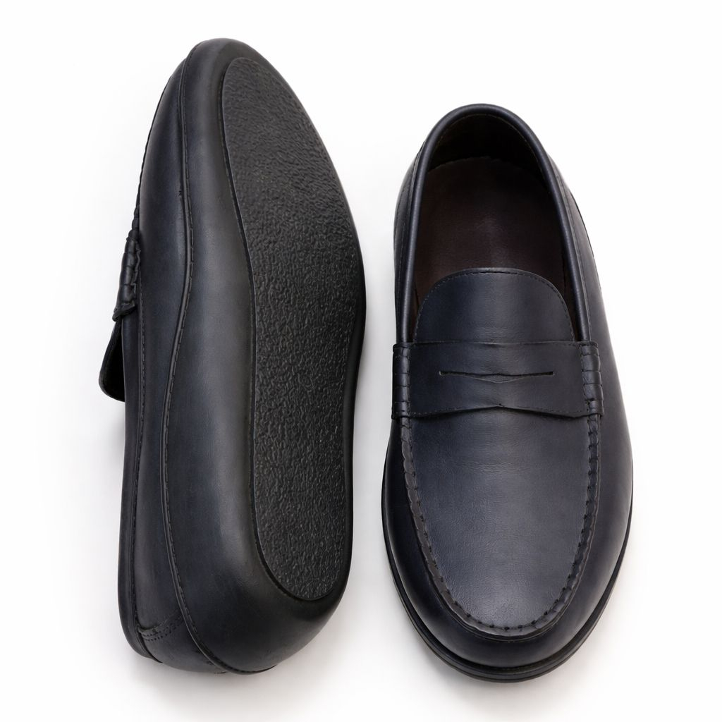 Classic Black Slip On Loafers with Durable Sole