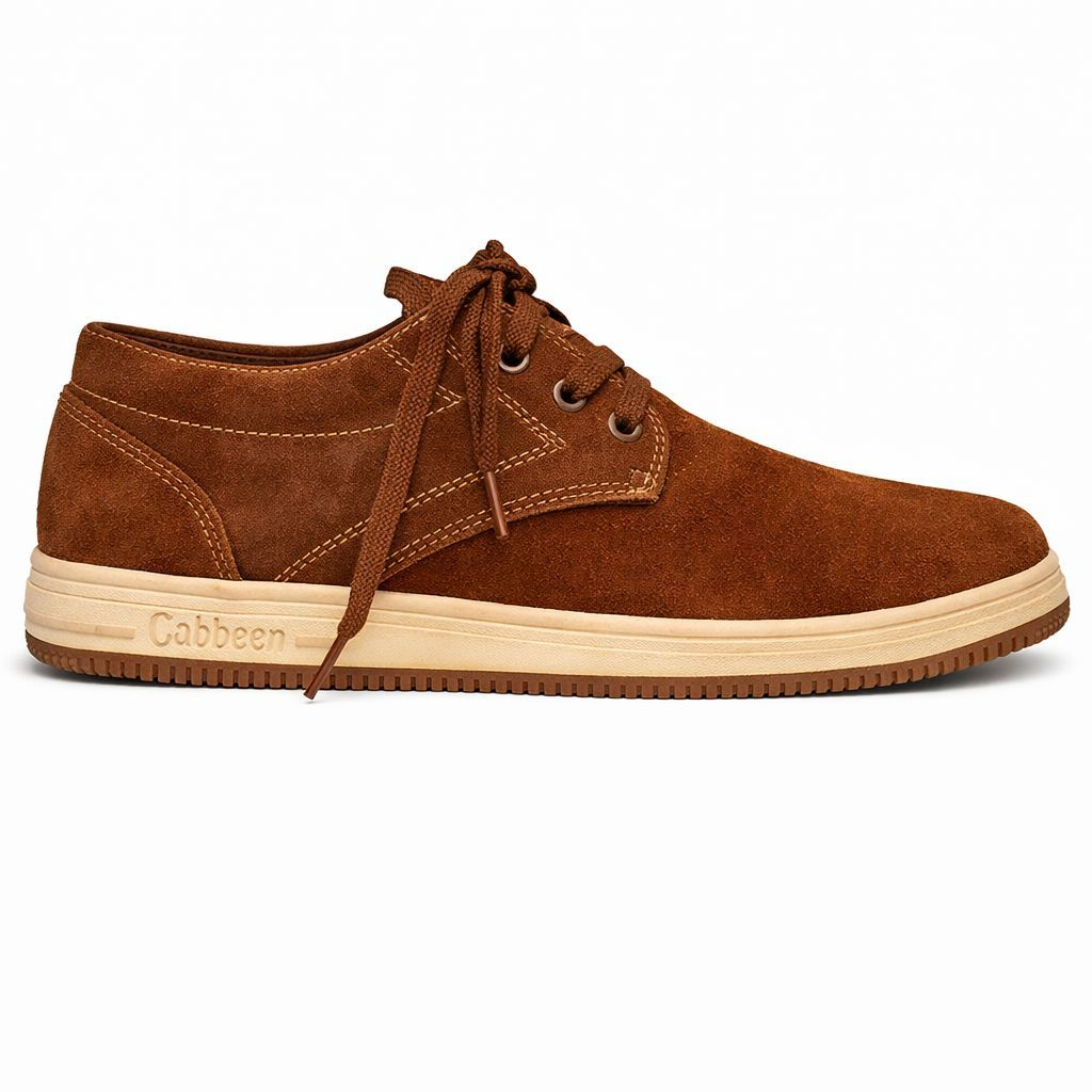 Mens Brown Suede Lace Up Casual Shoes
