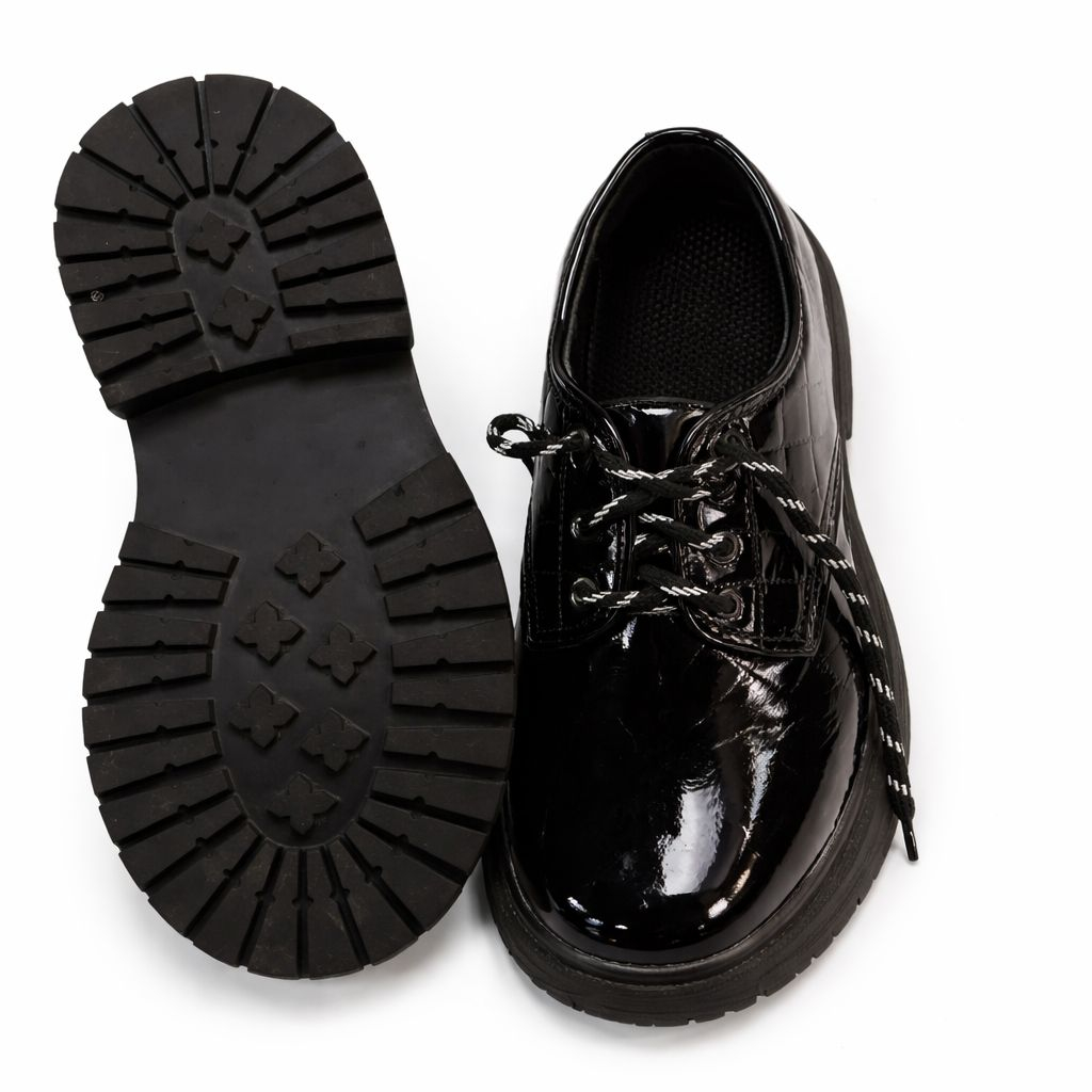 Mens Glossy Platform Lace Up Shoes