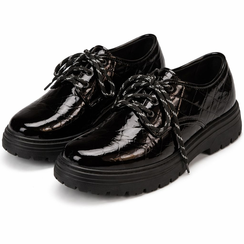 Mens Glossy Platform Lace Up Shoes