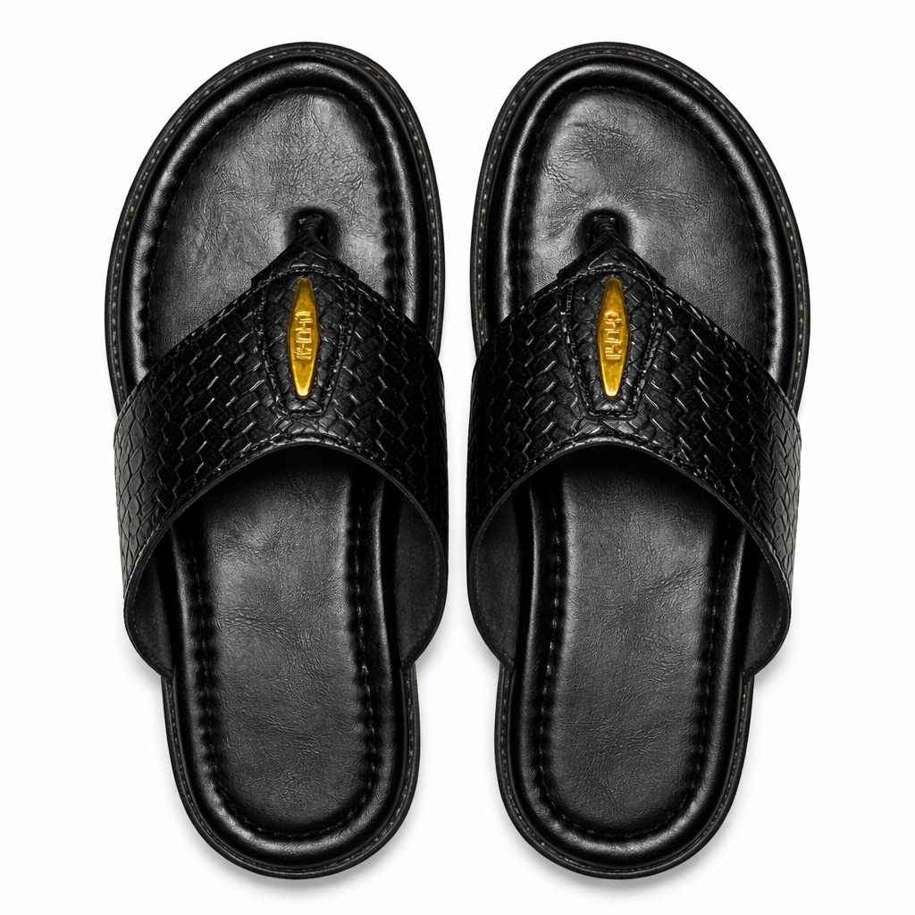 Textured Leather Toe Post Sandals