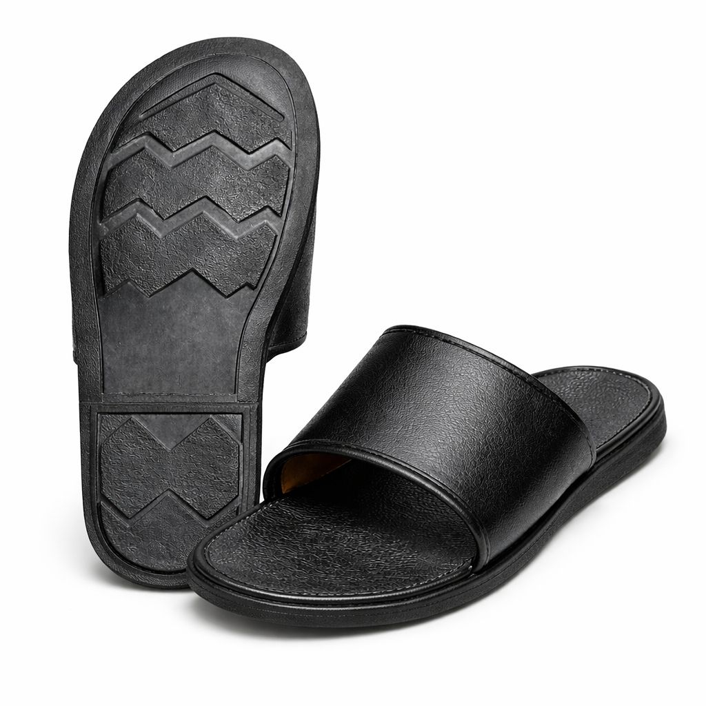 Mens Black Minimalist Slide Sandals
