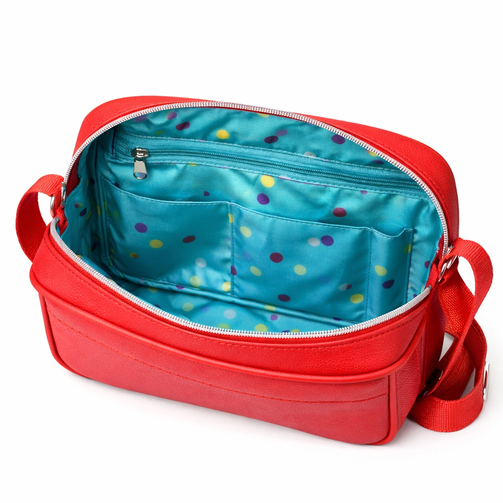 Red Crossbody Shoulder Bag with Front Zip Pocket