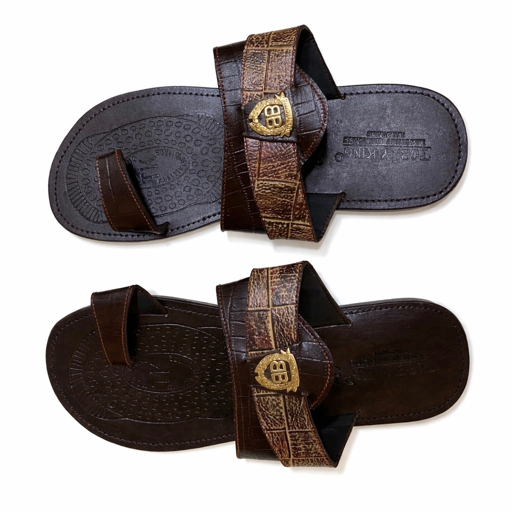 Crest Detail Multi Texture Strap Sandals    Brown