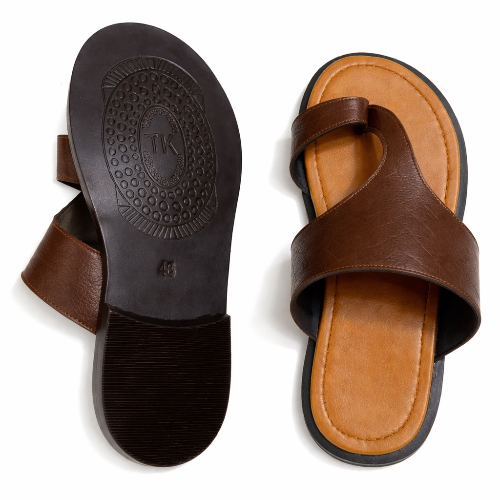 Minimal Toe Loop Strap Sandals      Brown
