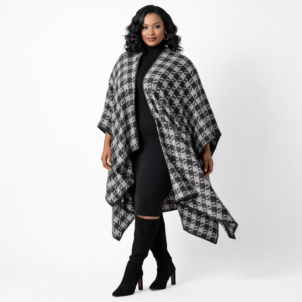 Premium Black and White Patterned Wool Blend Fabric      Textured Designer Material