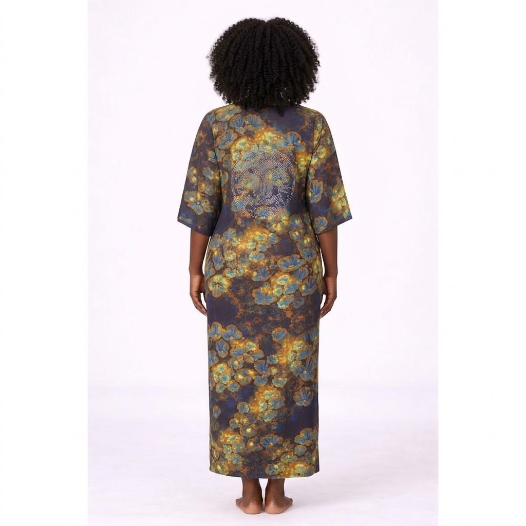 Womens Floral Print Loose Fit Midi Dress