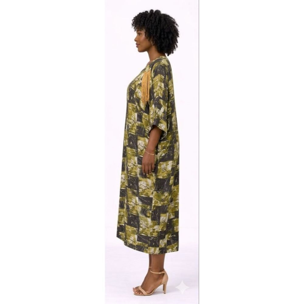 Womens Loose Fit Patterned Kaftan Dress