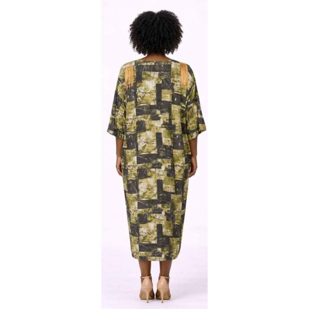 Womens Loose Fit Patterned Kaftan Dress