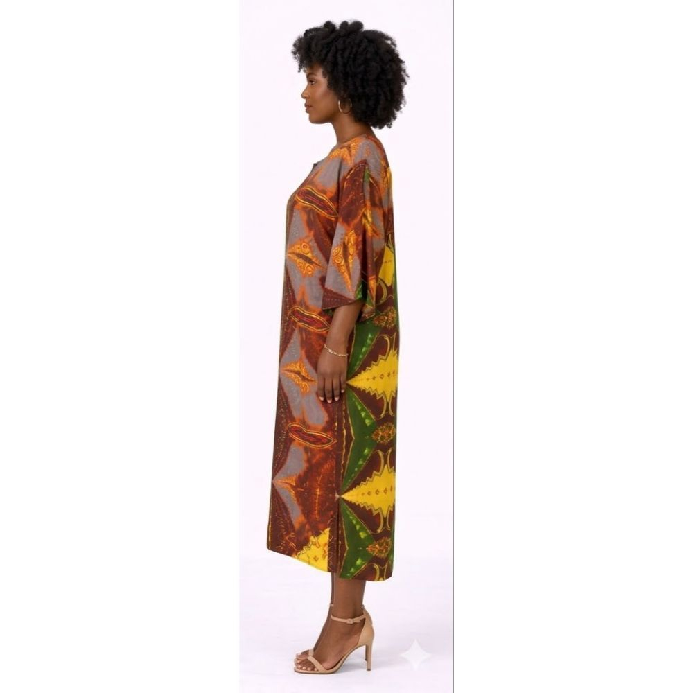 Womens Multicolor Ankara Print Midi Dress