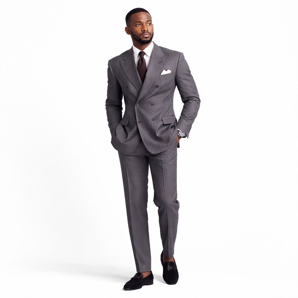 Premium Dusty Mauve Pinstripe Senator Fabric