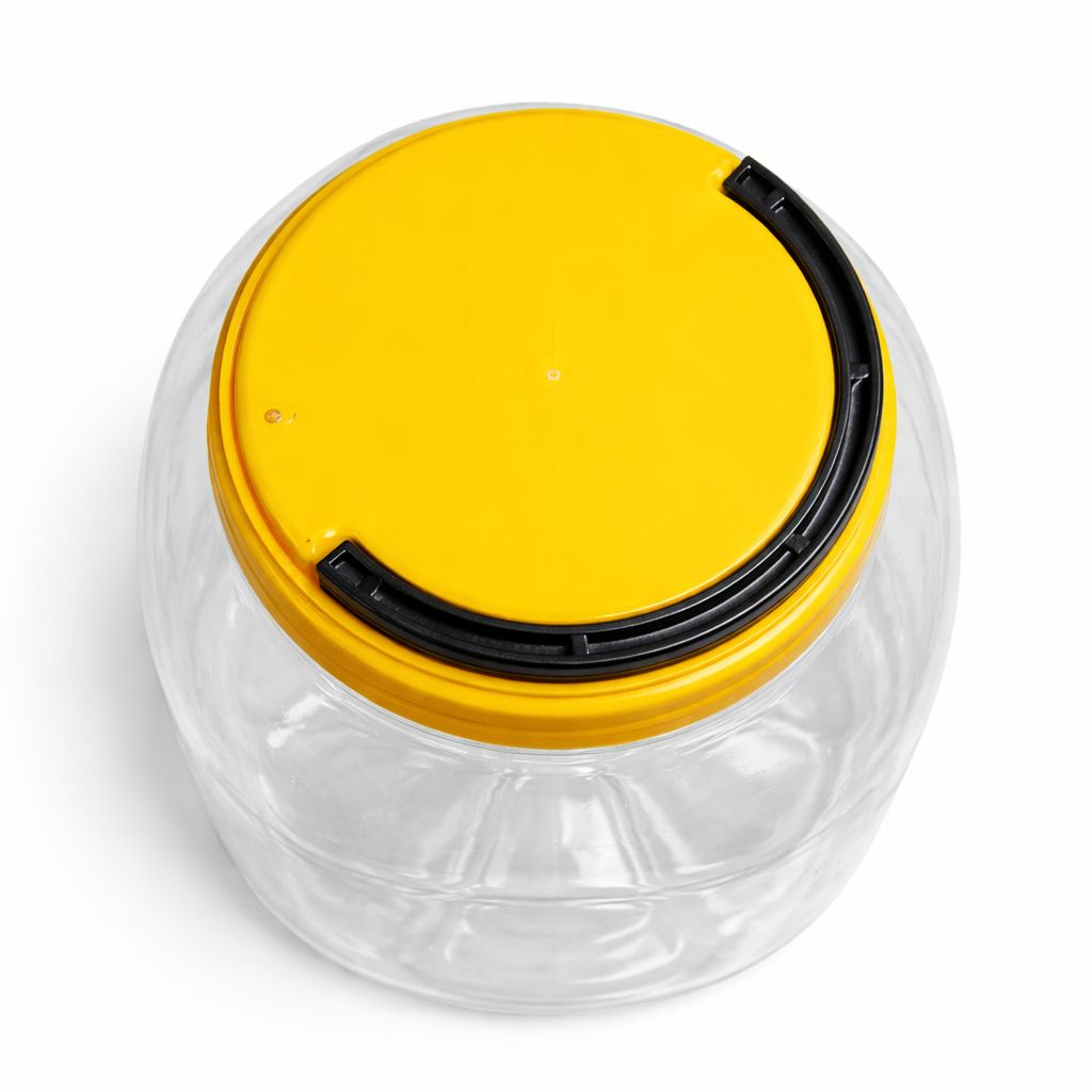 Transparent Plastic Storage Jar with Airtight Yellow Lid